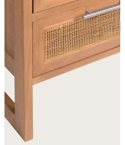 Sahara – Badezimmer-Waschtisch aus Teakholz und beigefarbenem Terrazzo, 145 cm