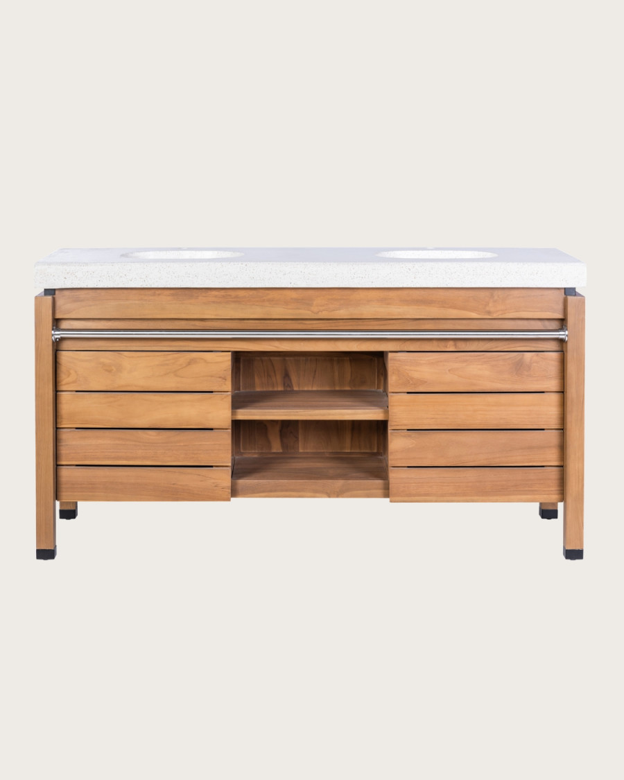 Borneo - Meuble double vasque avec plateau terrazzo