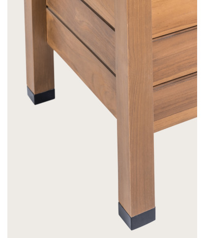 Borneo - Meuble Double Vasque plateau bois Avec Panier Rotin