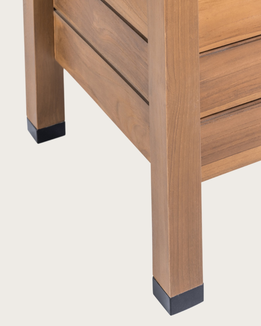 Borneo - Meuble Double Vasque plateau bois Avec Panier Rotin