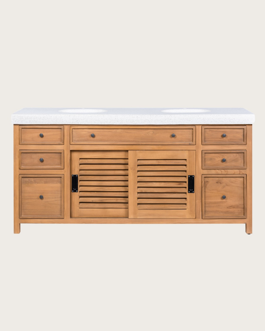Savanna - Teak Bathroom Vanity with Terrazzo Marble