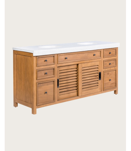 Savanna - Teak Bathroom Vanity with Terrazzo Marble