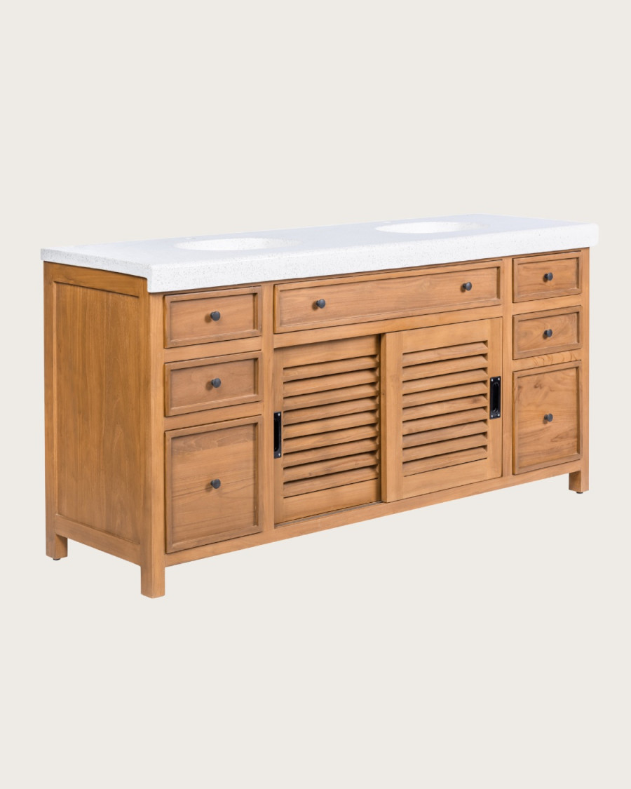 Savanna - Mueble de baño de teca con mármol terrazo