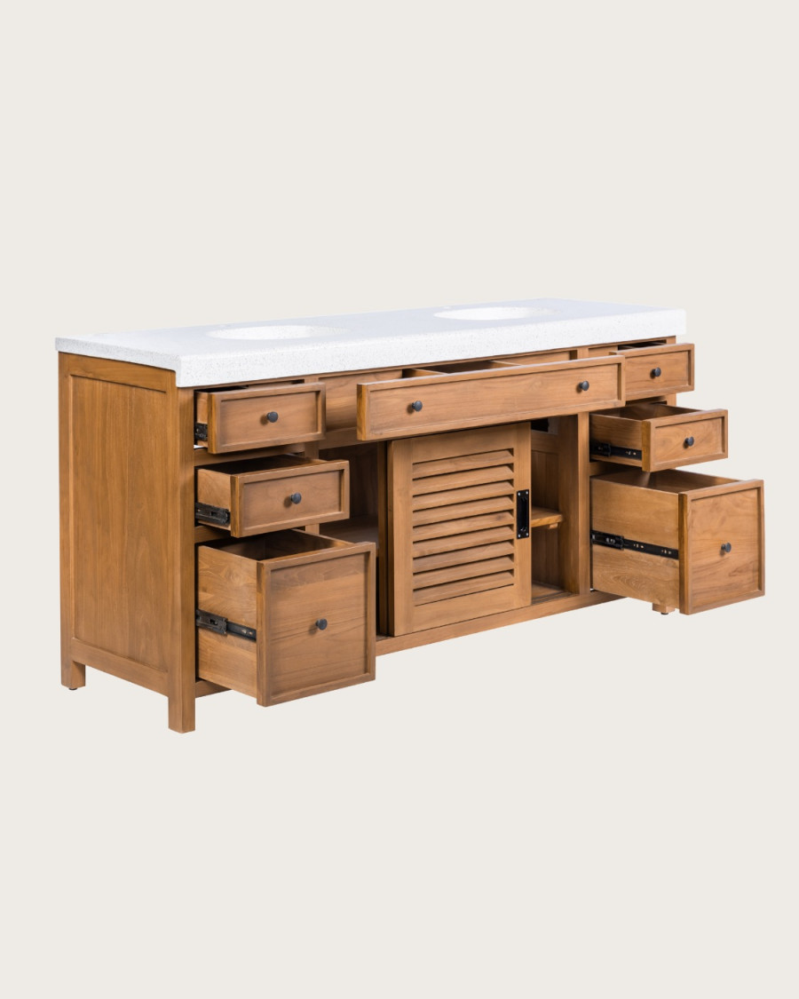 Savanna - Teak Bathroom Vanity with Terrazzo Marble