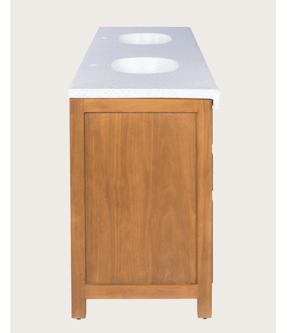 Savanna - Mobile bagno in teak con piano in marmo terrazzo