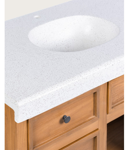 Savanna - Meuble De Salle De Bain en teck avec marbre terrazzo 160 cm