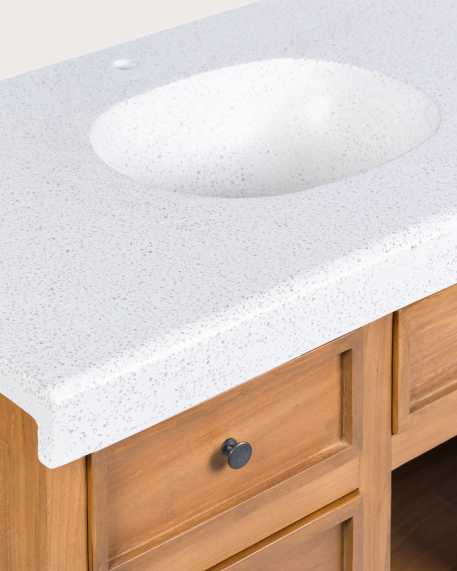 Savanna - Meuble De Salle De Bain en teck avec marbre terrazzo