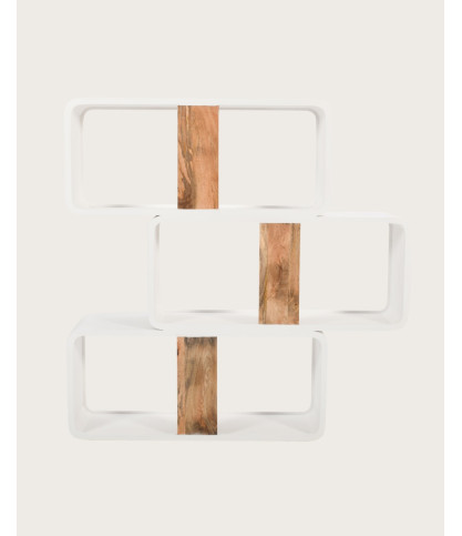 Noa - Étagère en MDF effet béton et bois recyclé