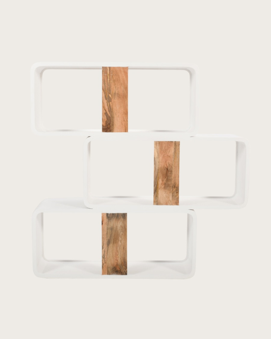 Noa - Étagère en MDF effet béton et bois recyclé
