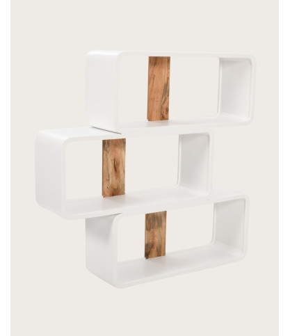 Noa - Étagère en MDF effet béton et bois recyclé