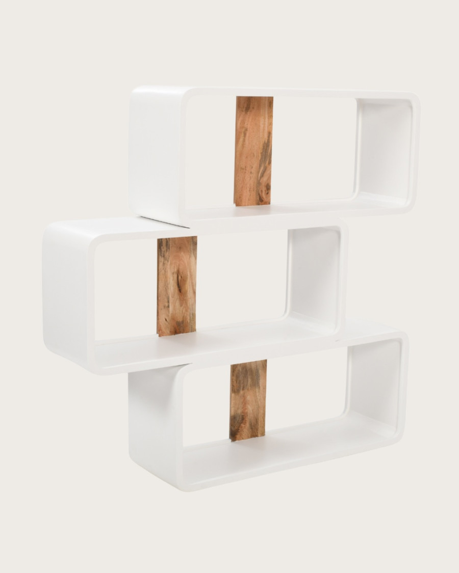 Noa - Étagère en MDF effet béton et bois recyclé