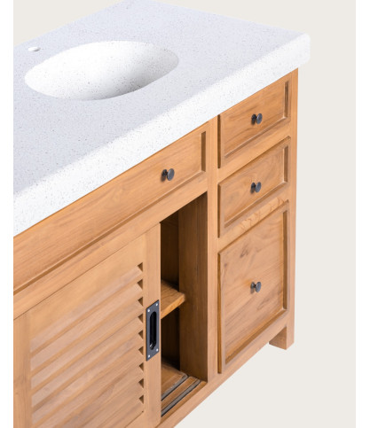 Savanna - Mueble de baño de teca con mármol terrazo