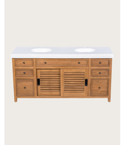 Savanna - Mueble de baño de teca con mármol terrazo