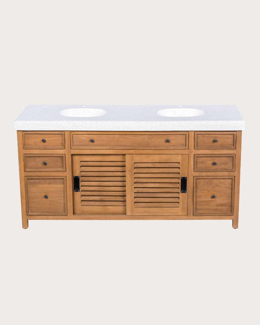 Savanna - Teak Bathroom Vanity with Terrazzo Marble