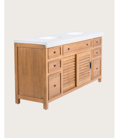 Savanna - Teak Bathroom Vanity with Terrazzo Marble