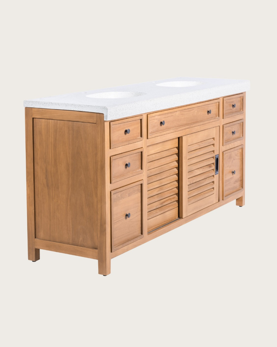 Savanna - Teak Bathroom Vanity with Terrazzo Marble