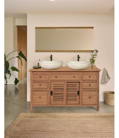 Savanna - Teakholz-Badezimmerschrank mit Rollladentüren 140 cm