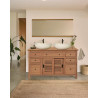 Savanna - Meuble salle de bain en teck portes persiennes 140 cm