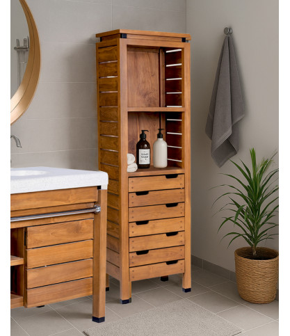 Bornéo - Columna de baño de teca maciza