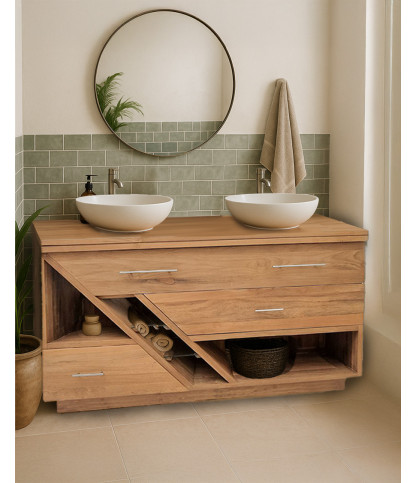 Diva Wood - Mueble de baño de teca de 145 cm