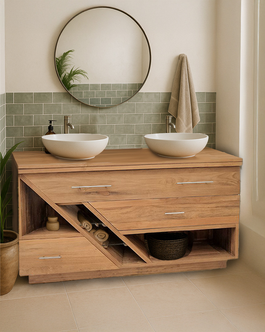 Diva Wood - Mueble de baño de teca de 145 cm