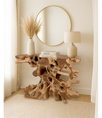 Forest - Consola de madera maciza de teca de 121 cm