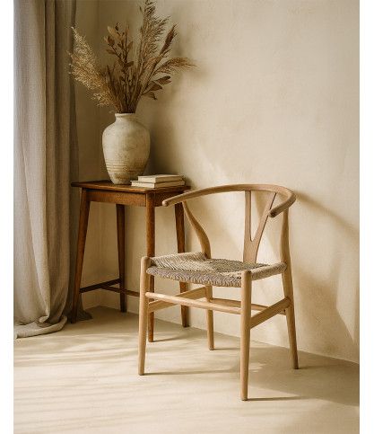 Lyia - Chaise en teck massif et rotin