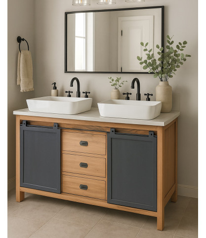 Industryal - Meuble salle de bain en teck massif