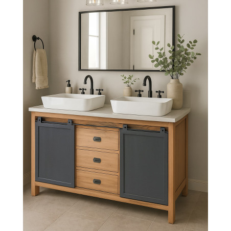 Industryal - Meuble salle de bain en teck massif