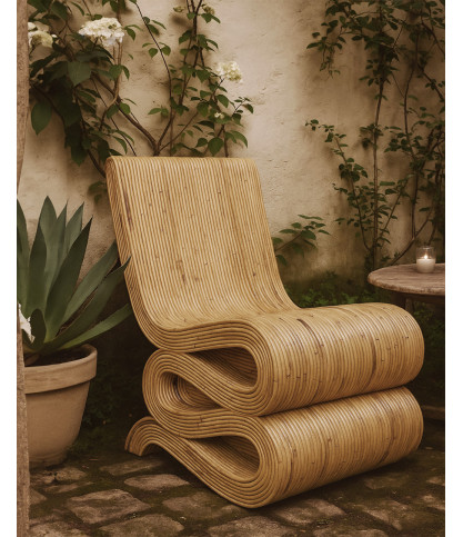Diu - Poltrona di design in rattan intrecciato