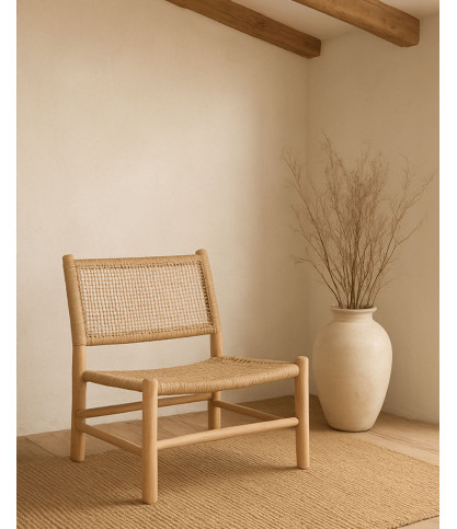 Jaya - Gartensessel aus Holz und geflochtenem Seil