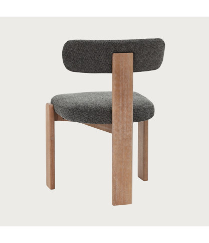 Elani - Silla de comedor en tela gris con patas de madera blanqueada