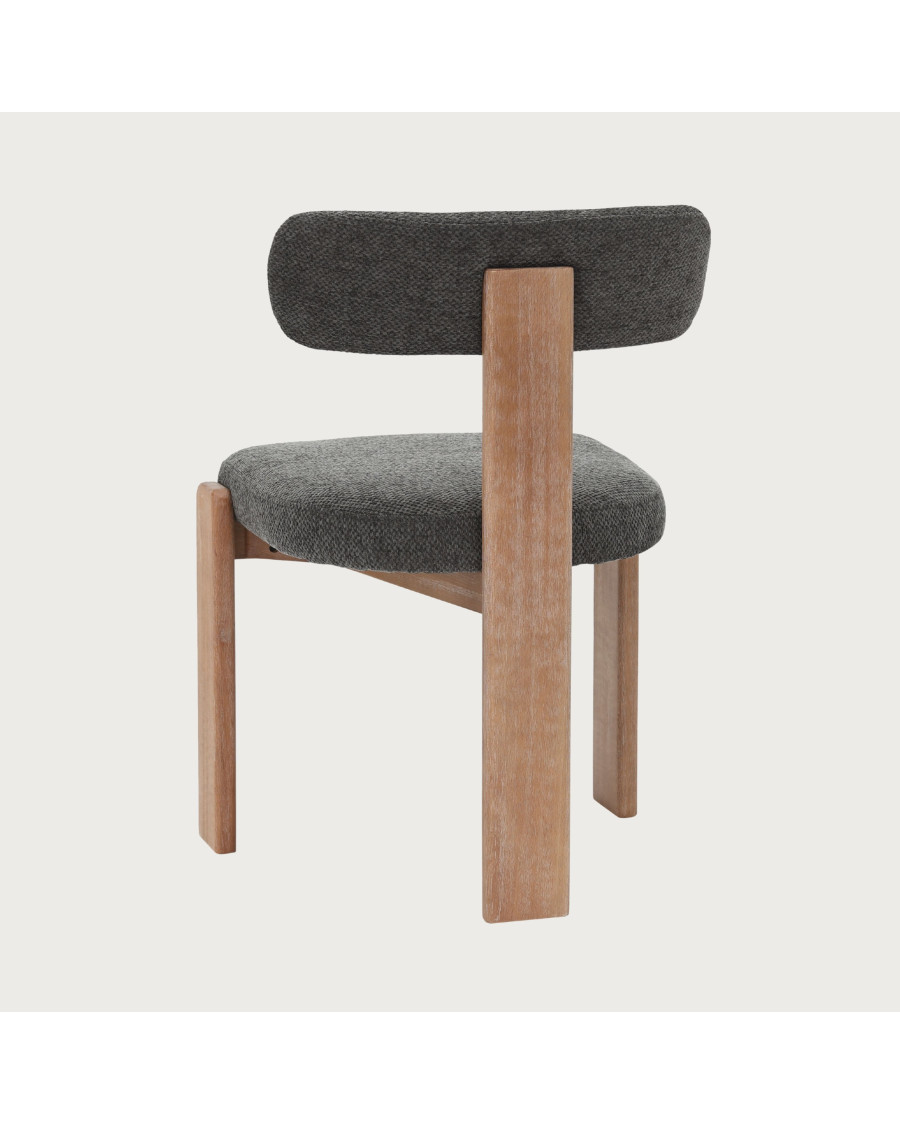 Elani - Lot de 2 Chaises salle à manger en tissu gris piétement en bois blanchis