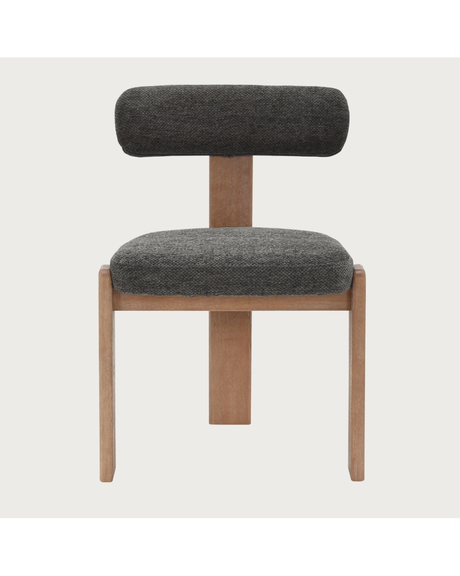 Elani - 2er Set Esszimmerstühle mit grauem Stoffbezug und weiß gekalkten Holzbeinen