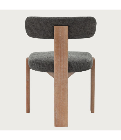 Elani - Chaise salle à manger en tissu gris piétement en bois blanchis