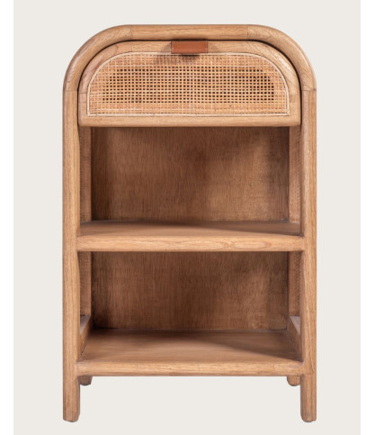 Tiraya  - Table de chevet en bois et rotin naturel