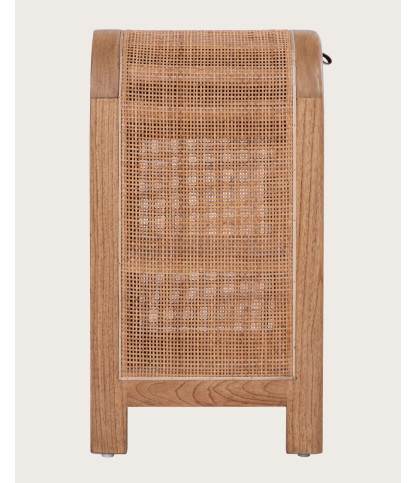 Tiraya  - Table de chevet en bois et rotin naturel
