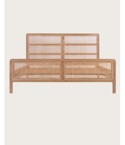 Tiraya - Letto realizzato in legno massello di mindi e rattan