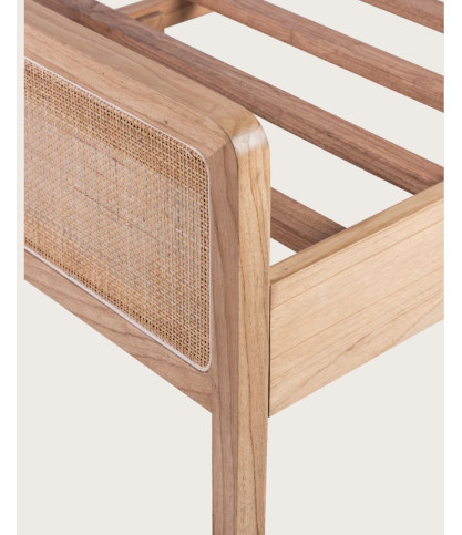 Tiraya - Bed made of solid mindi wood and rattan
