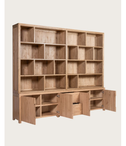 Atlas -  Grande Bibliothèque en bois massif de mindi