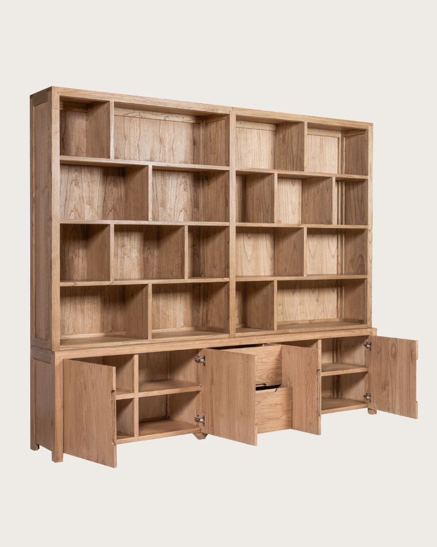 Orlya - Großes Bücherregal aus massivem Mindi Holz