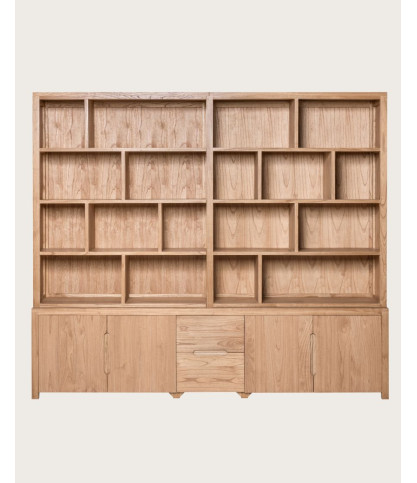 Orlya - Großes Bücherregal aus massivem Mindi Holz