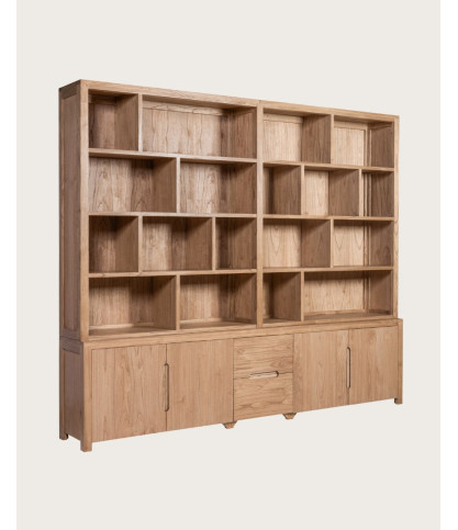 Orlya - Großes Bücherregal aus massivem Mindi Holz