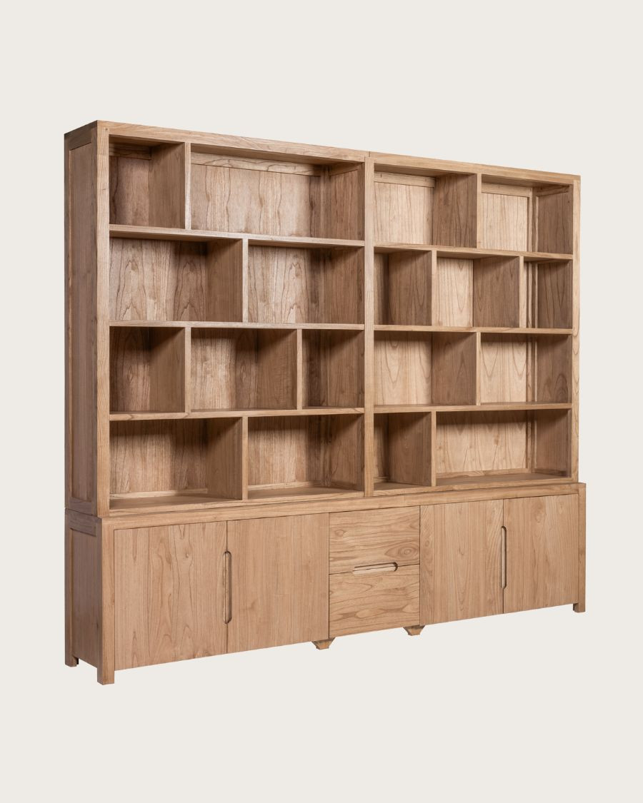 Orlya - Großes Bücherregal aus massivem Mindi Holz
