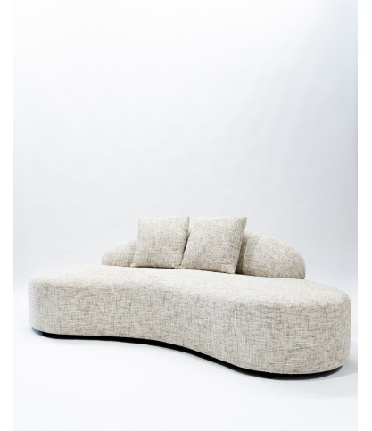 Dune- Canapé angle arrondi en tissu bouclette beige