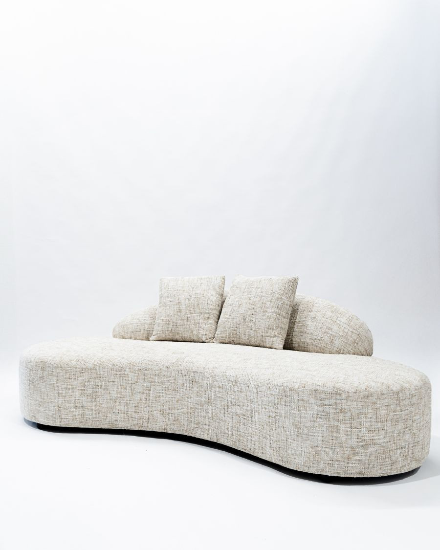 Dune - 3-seater rounded sofa in beige fabric