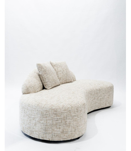 Dune- Canapé angle arrondi en tissu bouclette beige