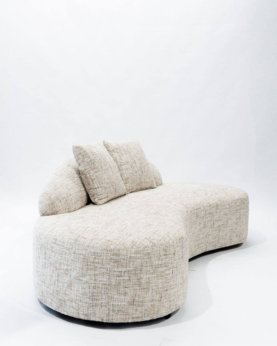 Dune- Canapé angle arrondi en tissu bouclette beige