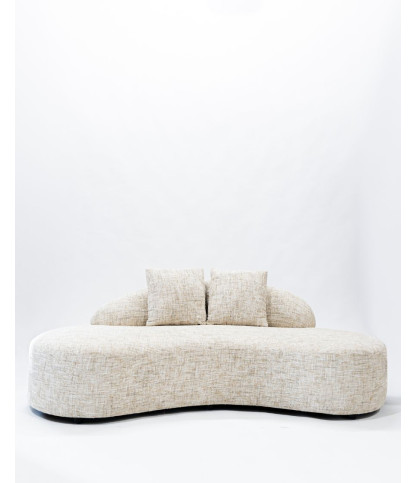 Dune- Canapé angle arrondi en tissu bouclette beige