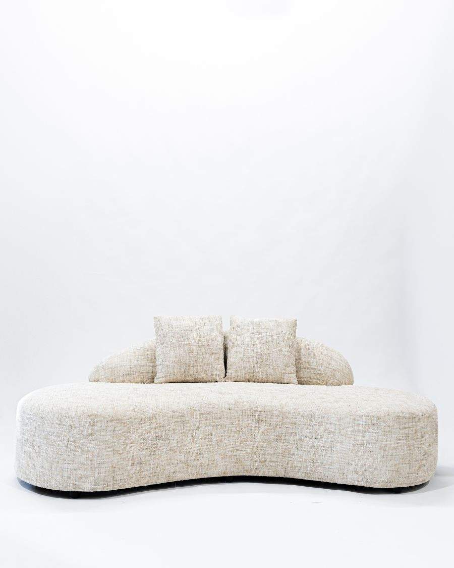 Dune- Canapé angle arrondi en tissu bouclette beige